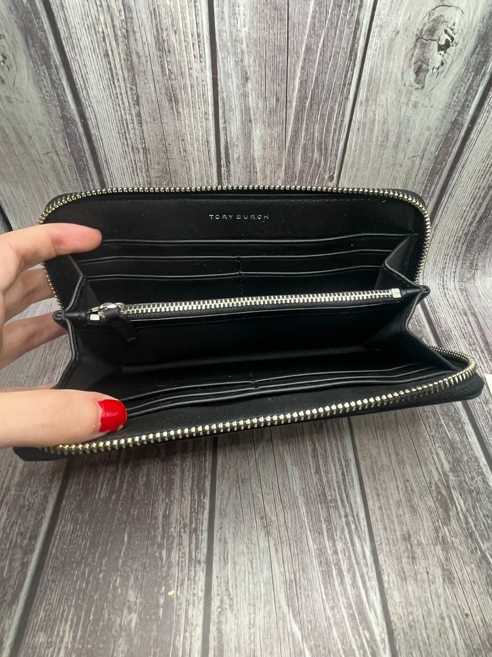 TORY BURCH Snakeskin Embossed Leather Zip Continental Wallet LIKE NEW